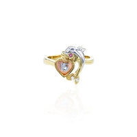 Dolphin "15" Heart CZ Ring (14K)