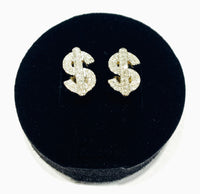Diamond dollar sign earrings (10K).