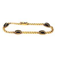 Black Charm Cuban Yellow Gold Bracelet (18K)