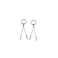White Gold Dangling Baton Earrings (14K)