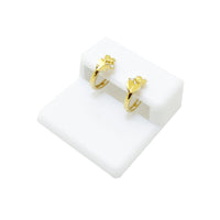 Heart CZ Huggie Earrings (14K)