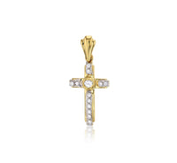 Yellow Gold CZ Cross Pendant (14K)