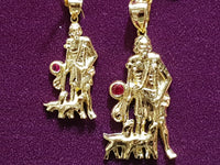 Saint Lazarus Little Red Gem Pendant 10K - Lucky Diamond 恆福珠寶金行 New York City 169 Canal Street 10013 Jewelry store Playboi Charlie Chinatown @luckydiamondny 2124311180