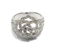 Large Rose Outline CZ Ring (Sterling Silver)