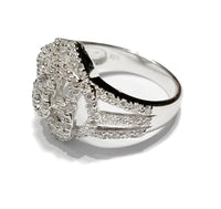 Large Rose Outline CZ Ring (Sterling Silver)