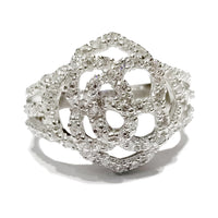 Large Rose Outline CZ Ring (Sterling Silver)