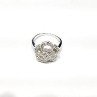 Flower Spiral Outline CZ Ring
