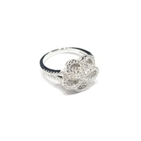 Five Leaf Spiral CZ Ring (Sterling Silver)