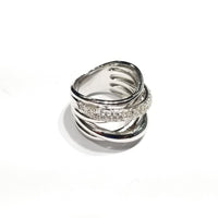 Quad-Bands Solid & Crystalized CZ Ring (Sterling Silver)