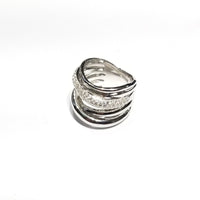 Quad-Bands Solid & Crystalized CZ Ring (Sterling Silver)