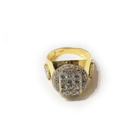Large Oval CZ Crystal Cocktail Yellow Gold Ring
