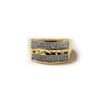 Iced Out CZ Crystal Dual Bands Yellow Gold Ring