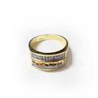 Iced Out CZ Crystal Dual Bands Yellow Gold Ring
