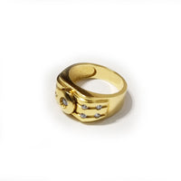 Seven CZ Crystal Yellow Gold Ring