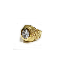 Large CZ Crystal Yellow Gold Ring (14K)