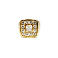 Iced Out Yellow Gold CZ Crystal Cell Ring (14K)