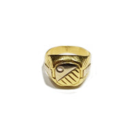 Single CZ Crystal Two-Toned Yellow Gold Ring (14K)