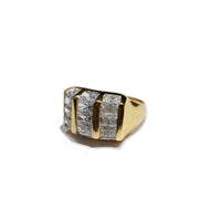 CZ Crystal Grill Yellow Gold Iced Out Hi Hop Ring (14K)