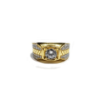 CZ Crytal Banded Yellow Gold Ring (18K)
