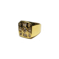 Iced Out CZ Crystals Yellow Gold Ring (14K)