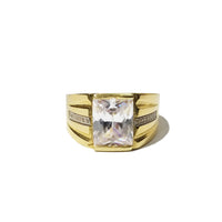Large CZ Crystal Yellow Gold Ring (14K)