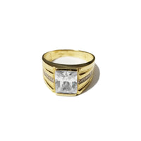 Large CZ Crystal Yellow Gold Ring (14K)