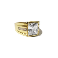 Large CZ Crystal Yellow Gold Ring (14K)