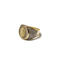 Iced-Out Virgin Mary CZ Ring (14K)