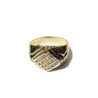 Diagonal CZ Crystals Two-Toned Gold Ring (14K)
