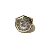 Octagon Large CZ CrystalTwo-Toned Gold Ring (14K)