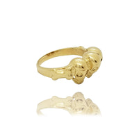 Three Skull Yellow Gold Ring (14K)