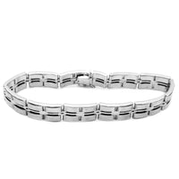 Solid Rectangular White Gold Bracelet (14K)