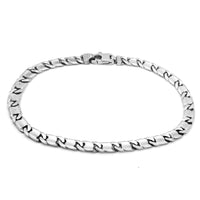 Solid Flat White Gold Bracelet (14K).