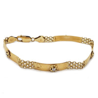 Cubic Zirconia (CZ) Mesh/Solid Yellow Gold Bracelet (14K).