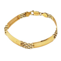 Mesh & Curved Yellow Gold Bar Bracelet (14K).