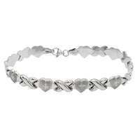 X and Heart White Gold Bracelet (14K) front - Popular Jewelry - New York