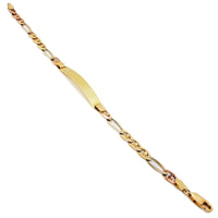 Figaro ID Plate Tri-Color Gold Bracelet (14K).