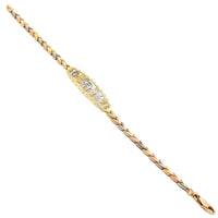 Lucky Charm Leaf Chevron Tri-Color Gold Bracelet (14K).