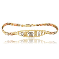 Lucky Charm Leaf Chevron Tri-Color Gold Bracelet (14K).