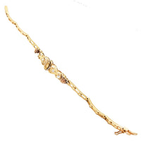 Cubic Zirconia (CZ) Virgin Mary Curved Tri-Color Gold Bracelet (14K).