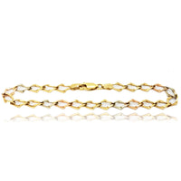 Rhomboid Cuban Tri-Color Gold Bracelet (14K)