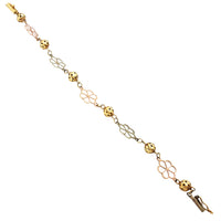 Flower Charm Tri-Color Gold Bracelet (14K).