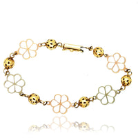 Flower Charm Tri-Color Gold Bracelet (14K).