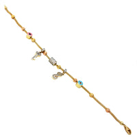 Popcorn link charm bracelet (14K).