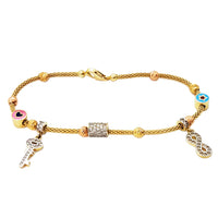 Popcorn link charm bracelet (14K).