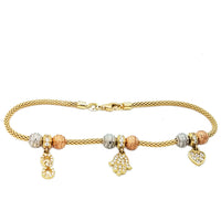 Popcorn link charm bracelet (14K).