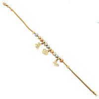 Popcorn link charm bracelet (14K).