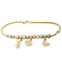 Popcorn link charm bracelet (14K).