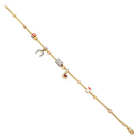 Popcorn link charm bracelet (14K)