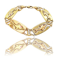 CZ Dolphin Bracelet (14K).